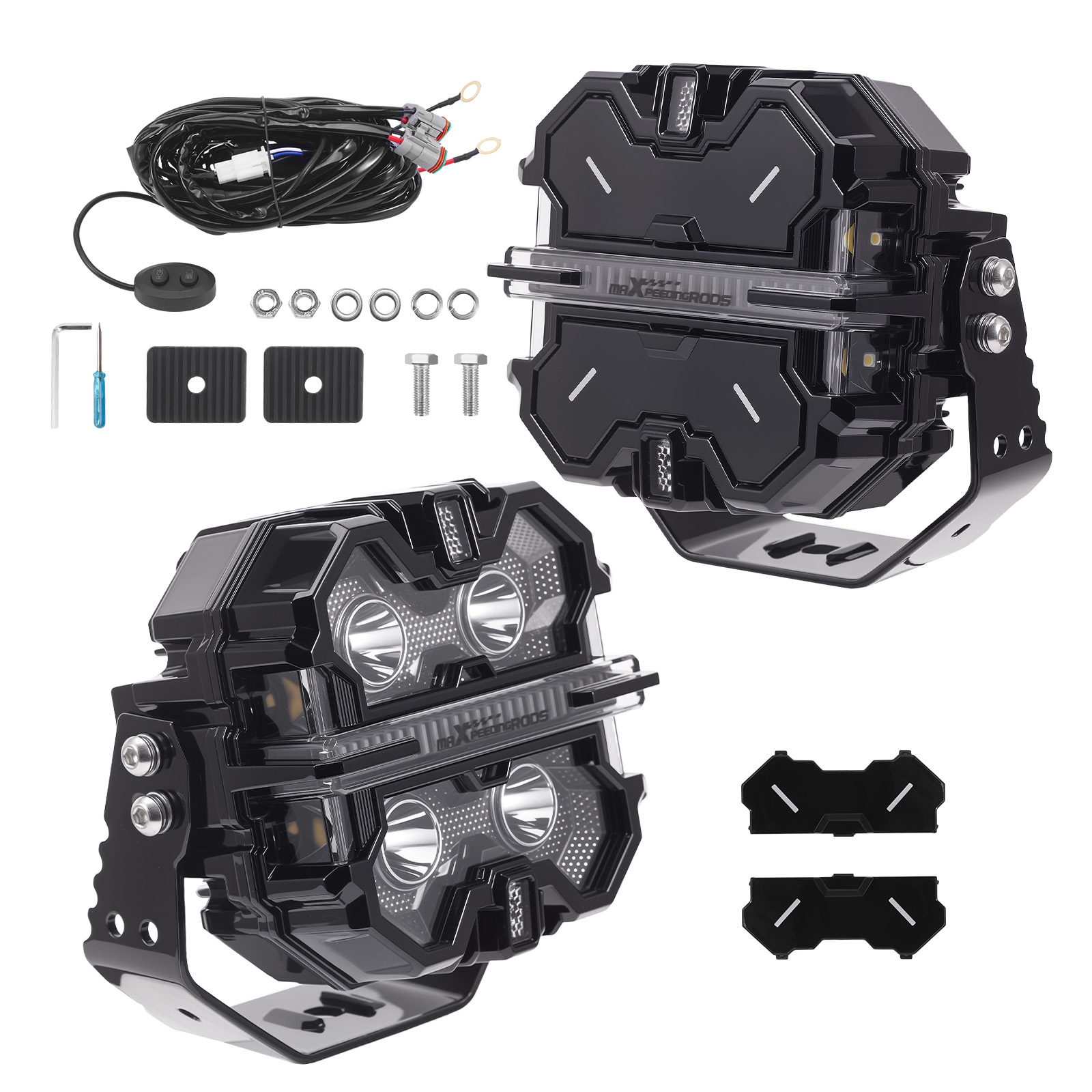 25440LM LED Driving Light Bar Pods RGB DRL For SUV ATV UTV Marine Off Road 12V