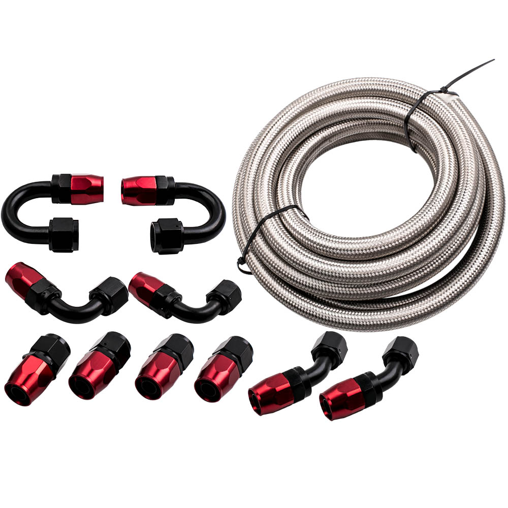 16FT AN10 Carburante Olio Raccordo Tubo Intrecciato Tubo Fine Adattatore Kit