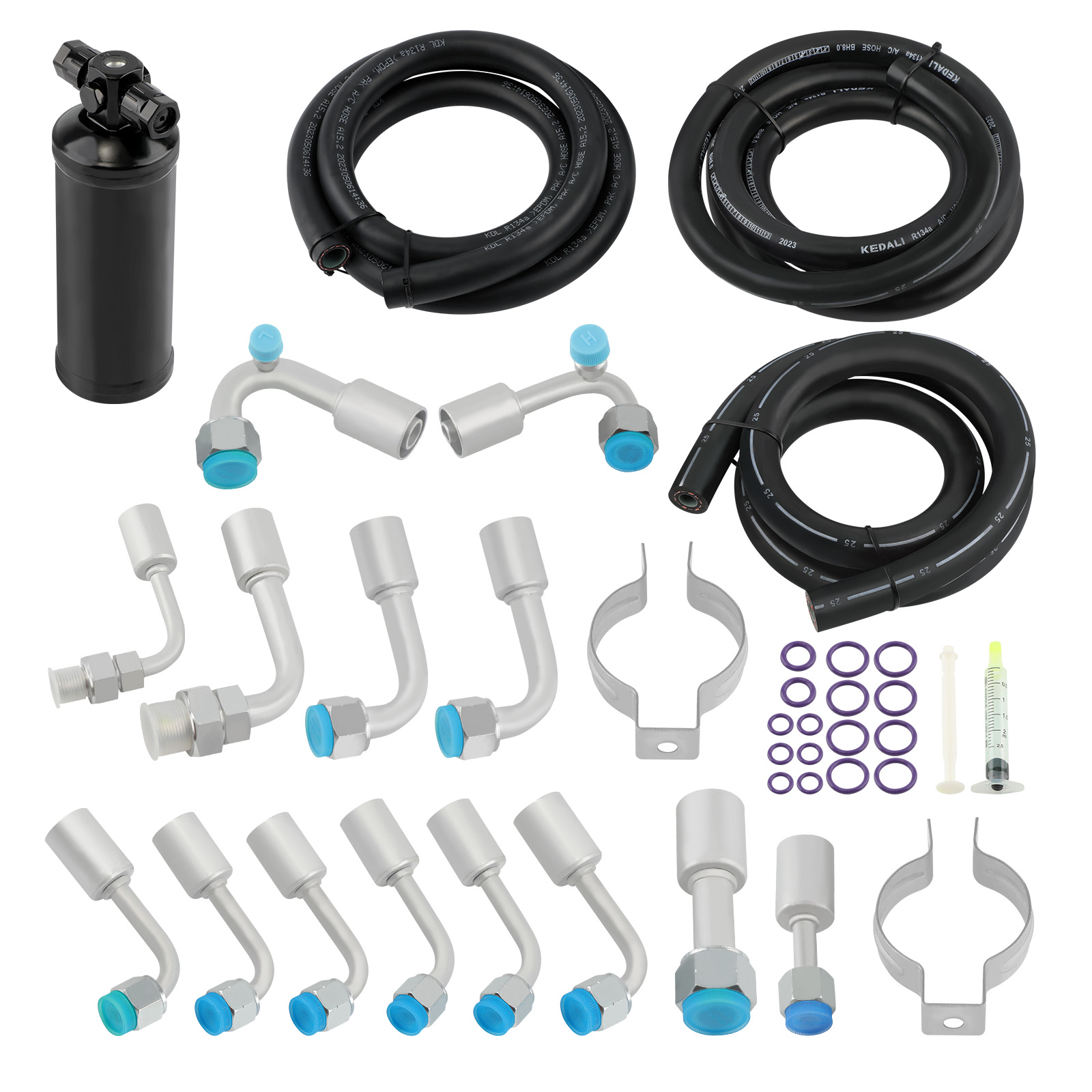 Universal A/C Systme Air Condition Hose Kit + Drier + Fittings